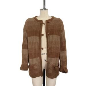 Vintage Multi-tone Brown and Tan Striped Cardigan